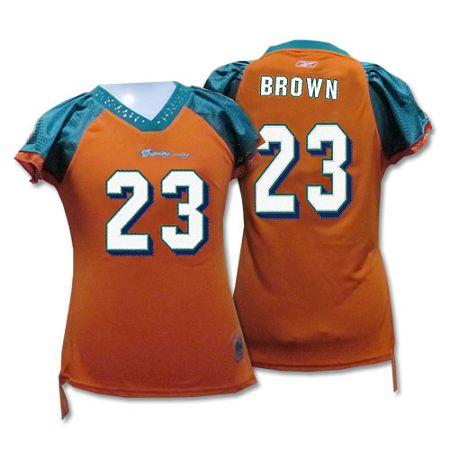 Dolphins #23 Ronnie Brown Orange Women's Field Flirt Stitched NFL Jersey - Click Image to Close